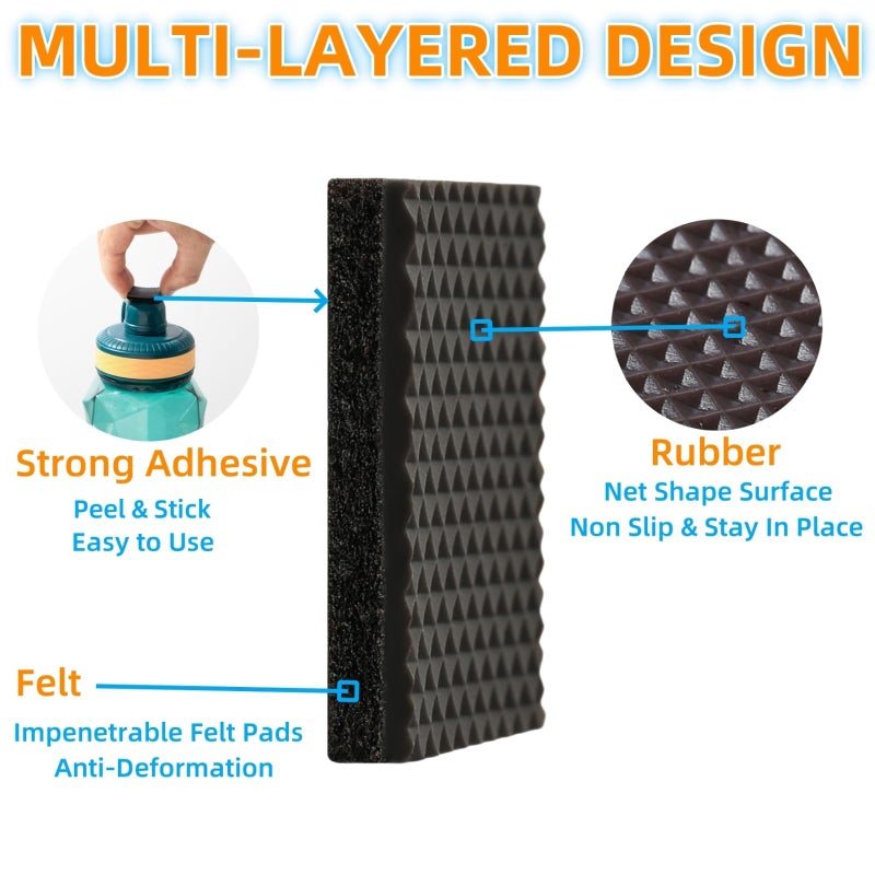 Furnigear Non Slip Furniture Pads - Self Adhesive Rubber Anti Skid Pads Grippers Rubber Chair Feet Furniture Pad for Hardwood Floors -Protectors for Furniture Table Legs Anti Slip 32 Pcs 1-1/2"" Square - Image 3